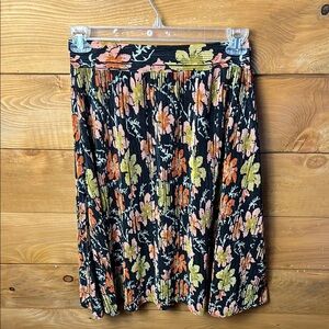 Maxine‎ Nichols Women’s Floral Pleated Skirt Md 28 inch waist Black Orange lined